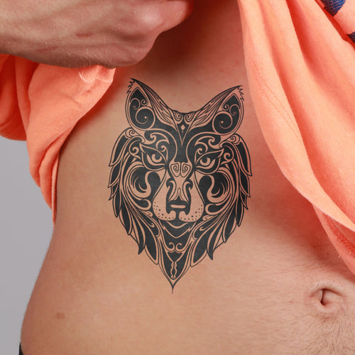 tatouage temporaire loup mandala discret inspiration instinct et sagesse