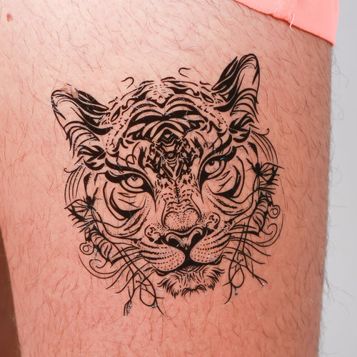 tatouage temporaire tigre mandala pour cuisse