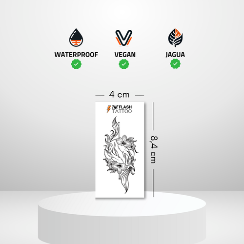 Tatouage carpe koi avec fleur ultra réaliste