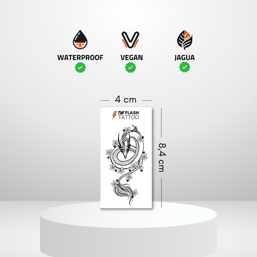 Tatouage dragon chinois avec fleur de cerisier