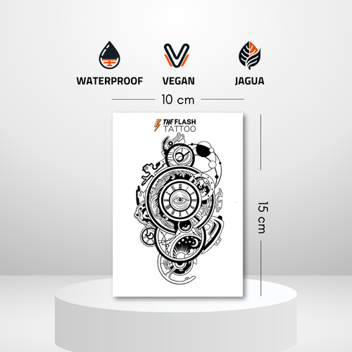 Tatouage horloge pour homme idéal dans le dos et sur le bras