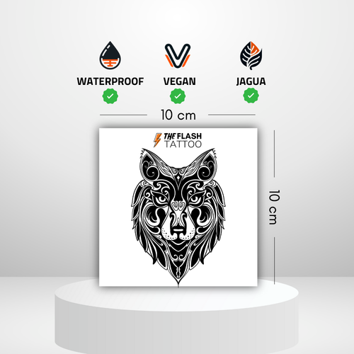 Tatouage loup mandala pour homme grand format