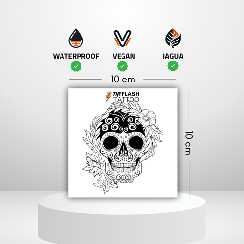 Tatouage tête de mort fleur mexique