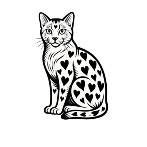 Tatouage chat avec coeur