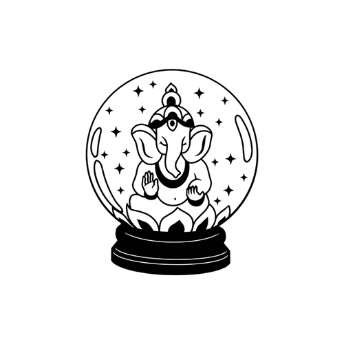 Tatouage ganesh dans une boule à neige
