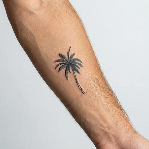 Tatouage ephemere homme palmier réaliste sur le bras