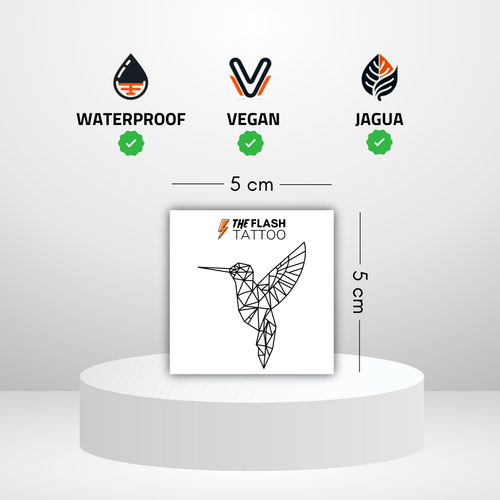 Tatouage colibri géométrique avec ailes déployées en vol