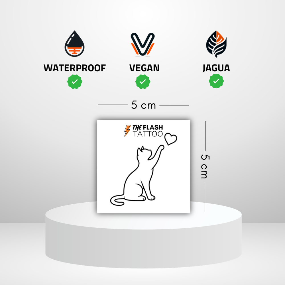 Tattoo ephemere chat minimaliste coeur