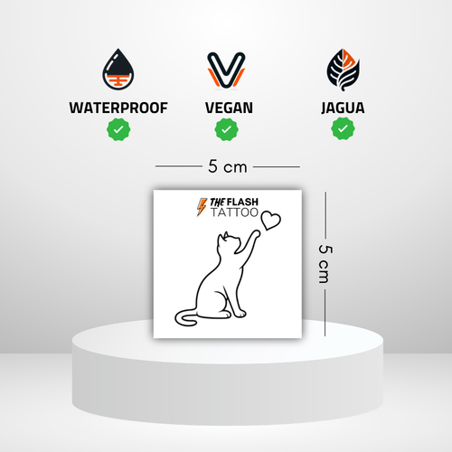 Tattoo ephemere chat minimaliste coeur